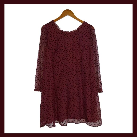 Sezane Burgundy Polka Dot Mini Dress - Picture 1 of 11
